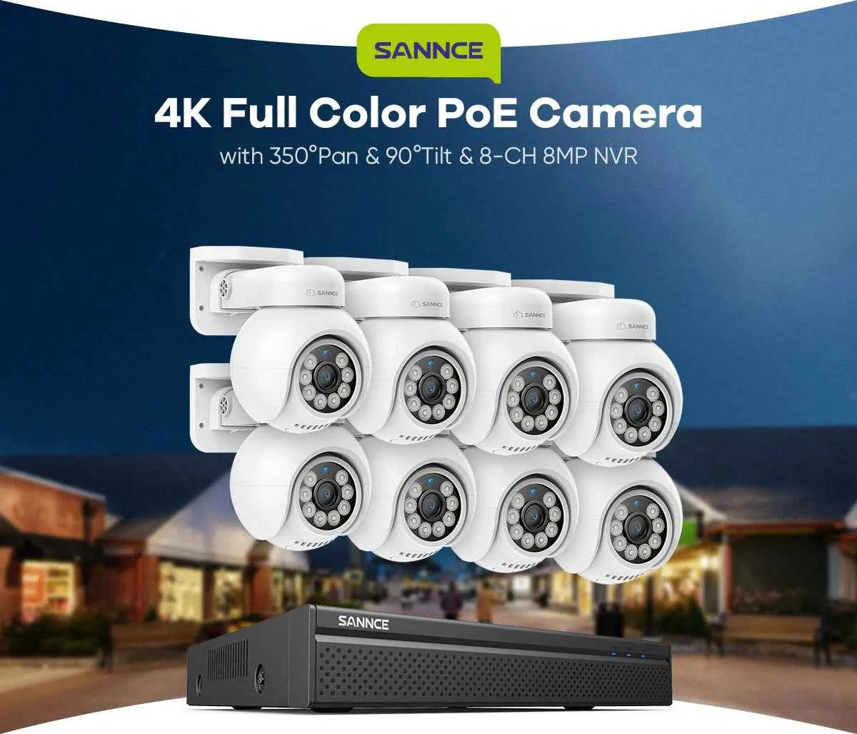SANNCE 4K UHD 8MP POE Security Camera System 16 Channel NVR Outdoor IP Cameras
