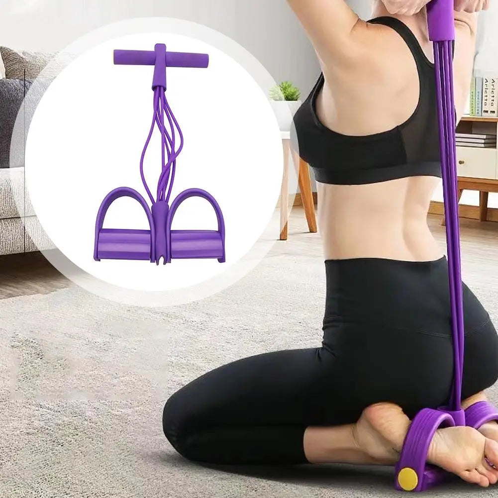 Multifunction Tension Rope, 6-Tube Elastic Yoga Pedal Puller Resistance Band, Natural Latex Tension Rope Fitness Equipment
