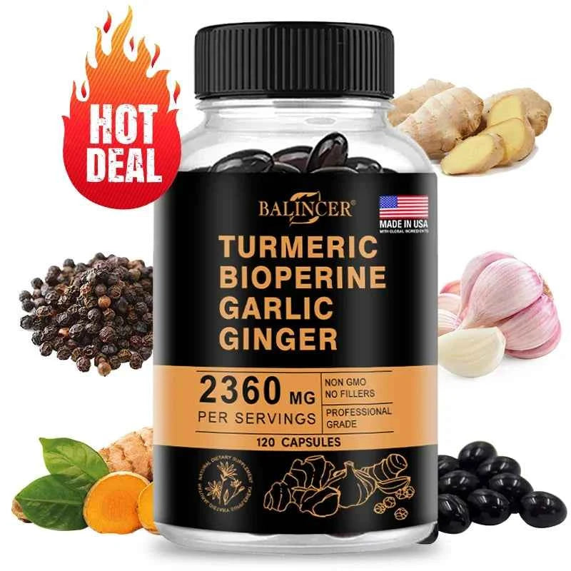 Turmeric Ginger Piperine 2360Mg Black Pepper Digestive Immune Support Supplement