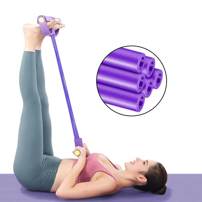 Multifunction Tension Rope, 6-Tube Elastic Yoga Pedal Puller Resistance Band, Natural Latex Tension Rope Fitness Equipment