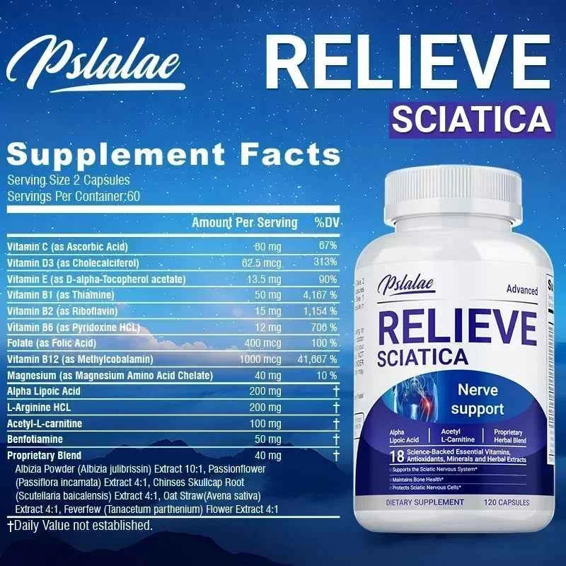 Relieve Sciatica B Vitamins For Nerve Health And Energy 120 Capsules