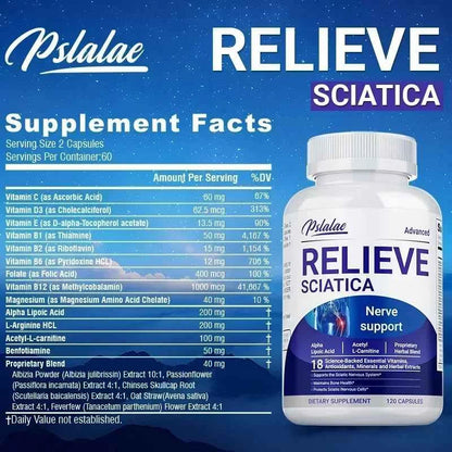 Relieve Sciatica B Vitamins For Nerve Health And Energy 120 Capsules