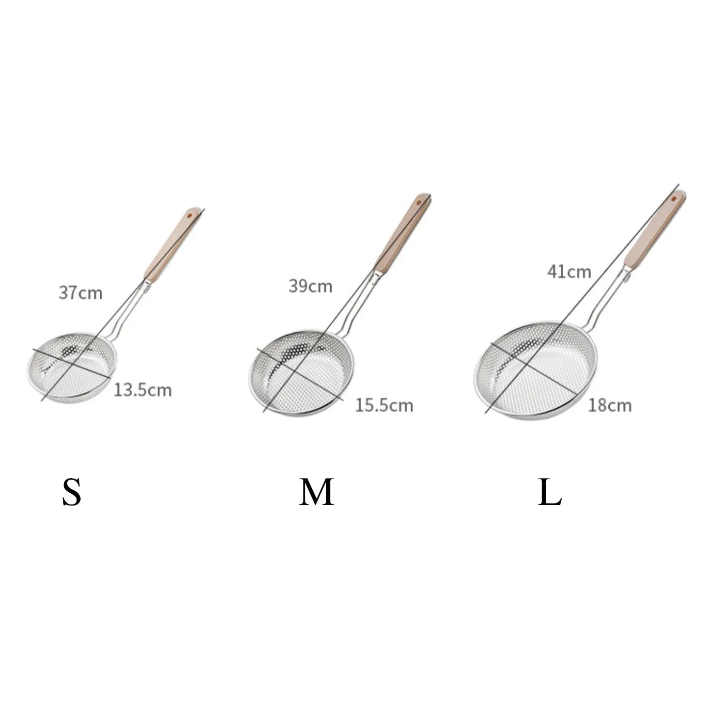 Stainless Steel Skimmer Handheld Wooden Handle Fried Food in The Kitchen Filter Strainer Multifunctional Kitchen Accessories