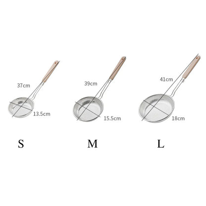 Stainless Steel Skimmer Handheld Wooden Handle Fried Food in The Kitchen Filter Strainer Multifunctional Kitchen Accessories