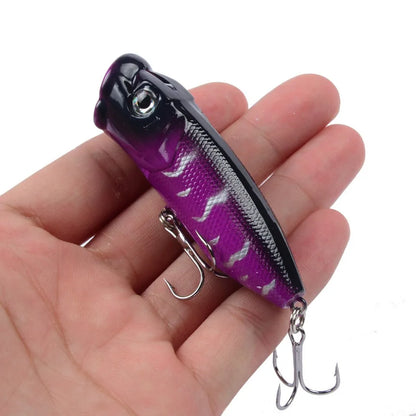 Topwater Popper Lures 6.5cm 12g Hard Bait Wobblers With 6 Hooks