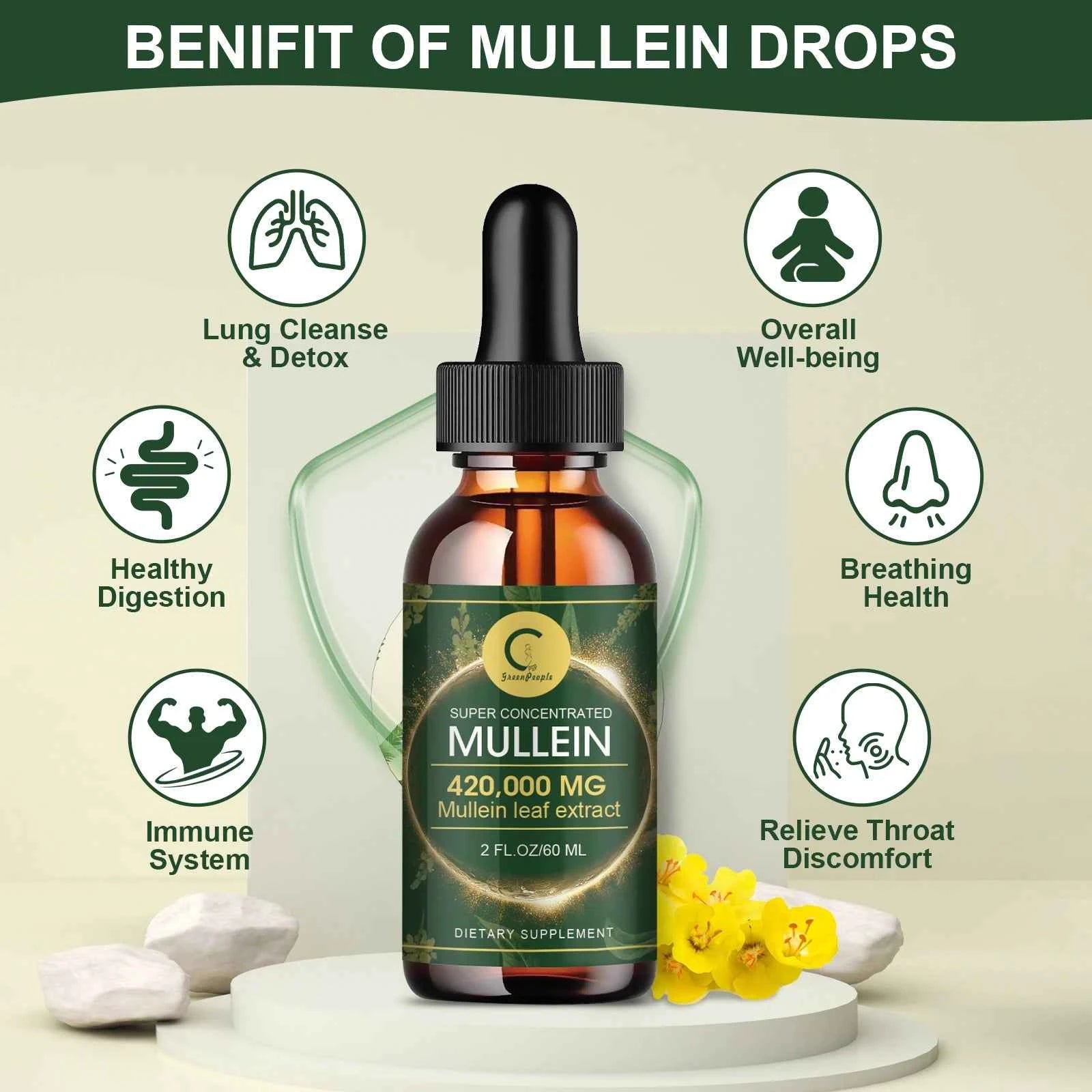 Mullein Drops For Lungs Mullein Leaf Extract Lung Detox And Cleanse Support