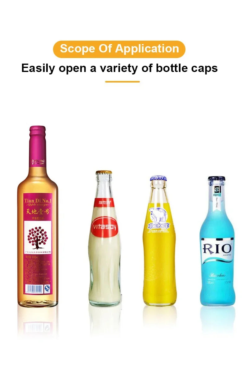 Stainless Steel Automatic  Beer Bottle Opener No Bend Push Down Cap - Easy Open for Beer and Soda Glass Bottles Kitchen Opener
