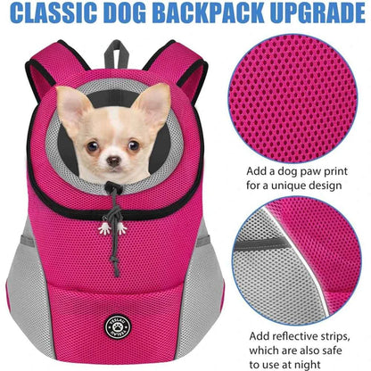Dog Backpack Carrier Travel Bag Breathable Reflective Strips For Hiking