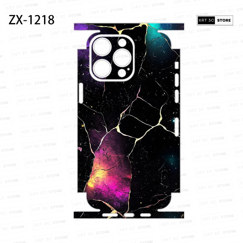 Colorful Skin Sticker for iPhone16 15 Pro Max 14 13 12 Phone Sticker Back Film Side Frame Protector (Not Phone Case)