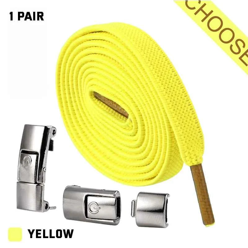 Press Lock Elastic Shoelaces 8mm Flat No Tie For Shoes Kids Adults