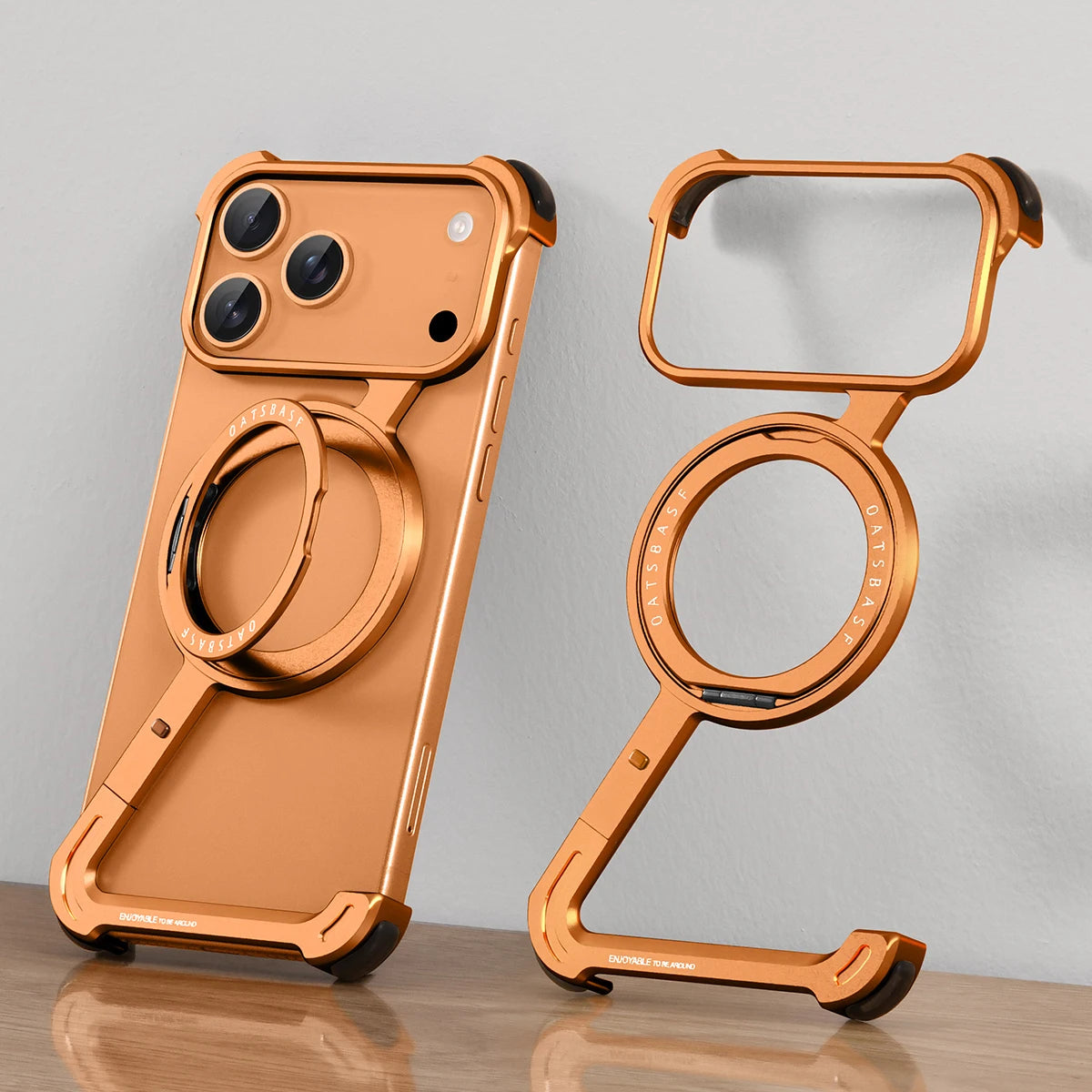 Eary Z Case for iPhone 17 Pro Max Air Phone Case Frameless with 360°Rotation Magnetic Stand Magsafe Shockproof Protective Cover