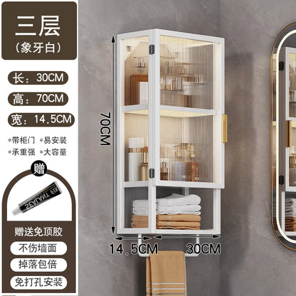 PP+PS Bathroom Storage Rack Wall Mounted Cream Style Towel Holder  Dustproof Toilet Organizer  Cosmetic Counter Shelf