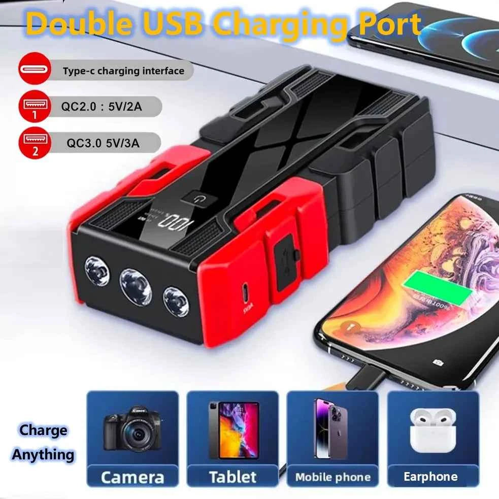 Portable Car Jump Starter,Universal 12V Car Battery Jump Starter with Jumper Cables,Multifunctional Power Bank with Flashlight