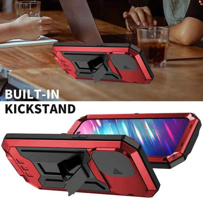 Rugged Metal Phone Case For iPhone 16 15 13 Pro Max 14 Plus Heavy Duty Military Shell Slide Lens Cover Screen Protector