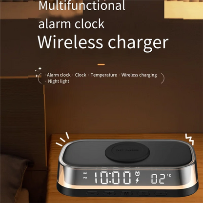 15W Wireless Charger Desktop Clock Alarm Thermometer Night Light AB01