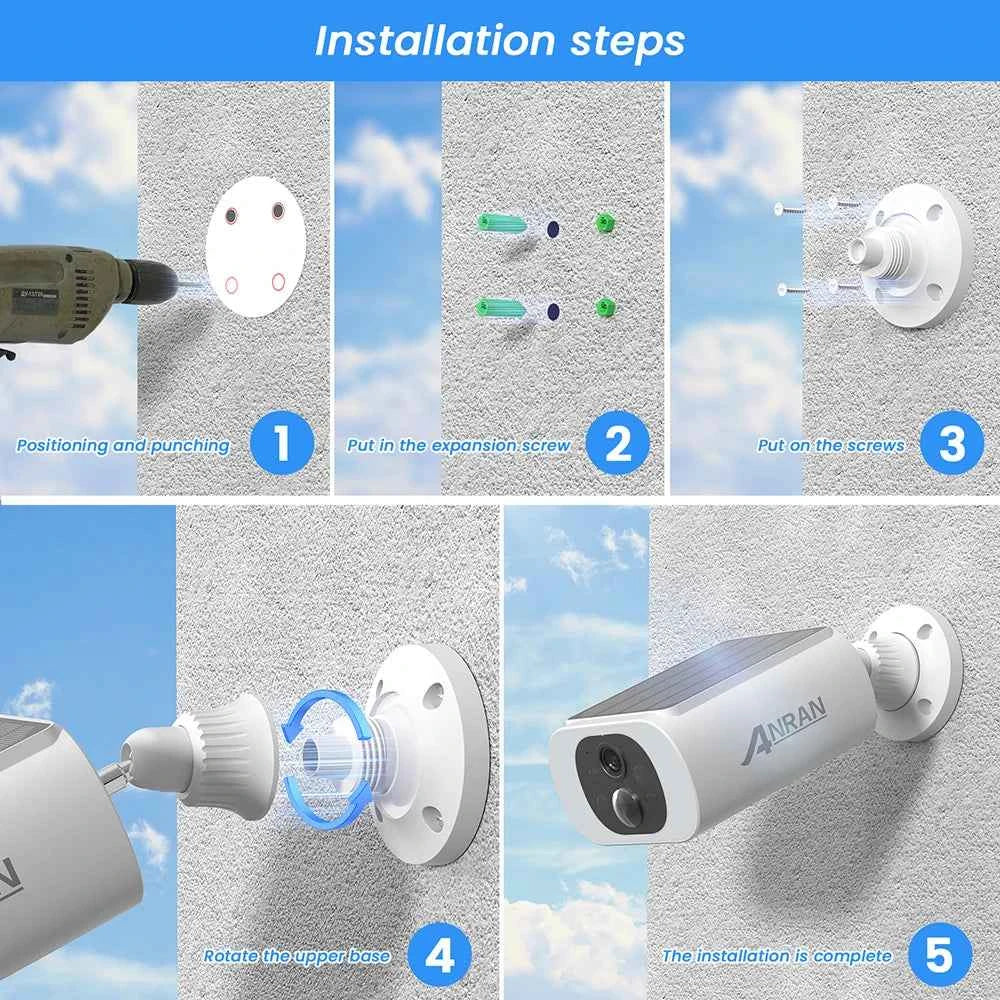 ANRAN 2 3 4 Pack Outdoor WiFi Solar Battery Camera Floodlight Night Vision Alarm