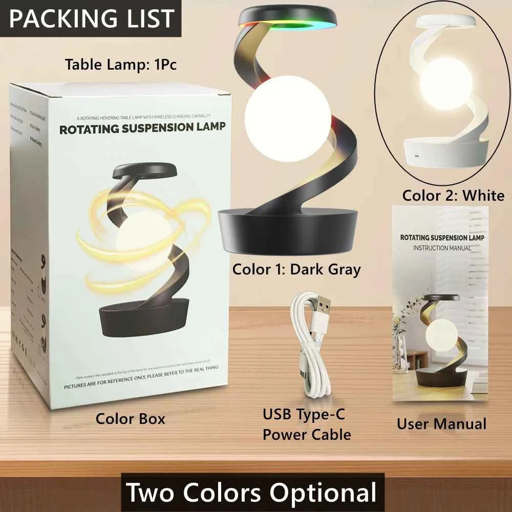 Rotating Floating Table Lamp With 15W Wireless Charger And RGB Light