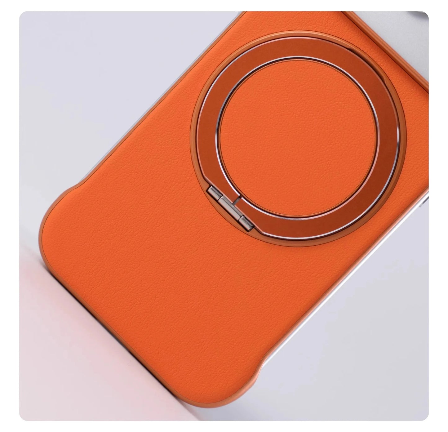 Borderless Leather Ring Holder Bracket Phone Case For iPhone 17 Air 16 15 14 13 12 11 Pro Max Plus Magnetic Magsafe Hard Cover
