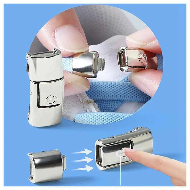 Press Lock Elastic Shoelaces 8mm Flat No Tie For Shoes Kids Adults