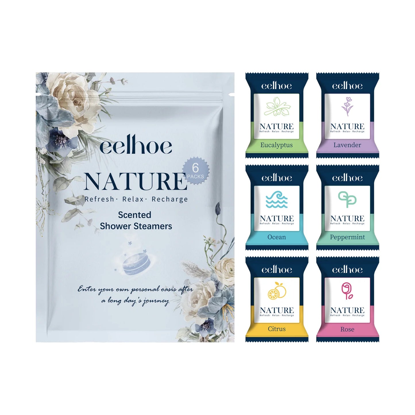 EELHOE Shower Steamer Tablets Nourishing Spa Bath 6 Pack Odor Elimination