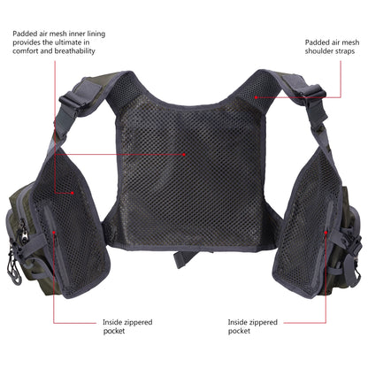 Bassdash Unisex Fly Fishing Vest Chest Pack Ultra Lightweight One Size Fits Most