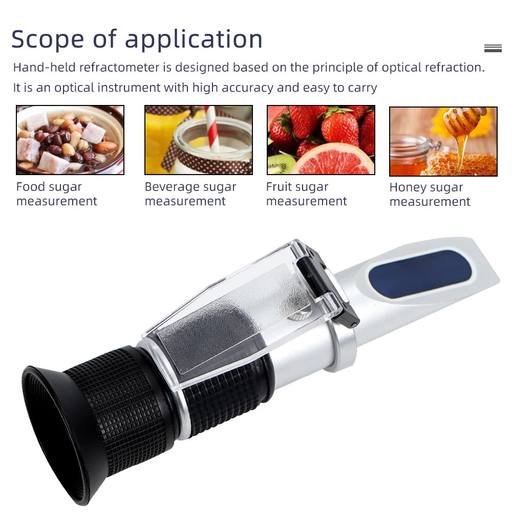 0-90% Handheld Brix Refractometer Sugar Content Tester Honey Fruit Juice Liquids Beekeeping Sugar Refractometer with Retail Box