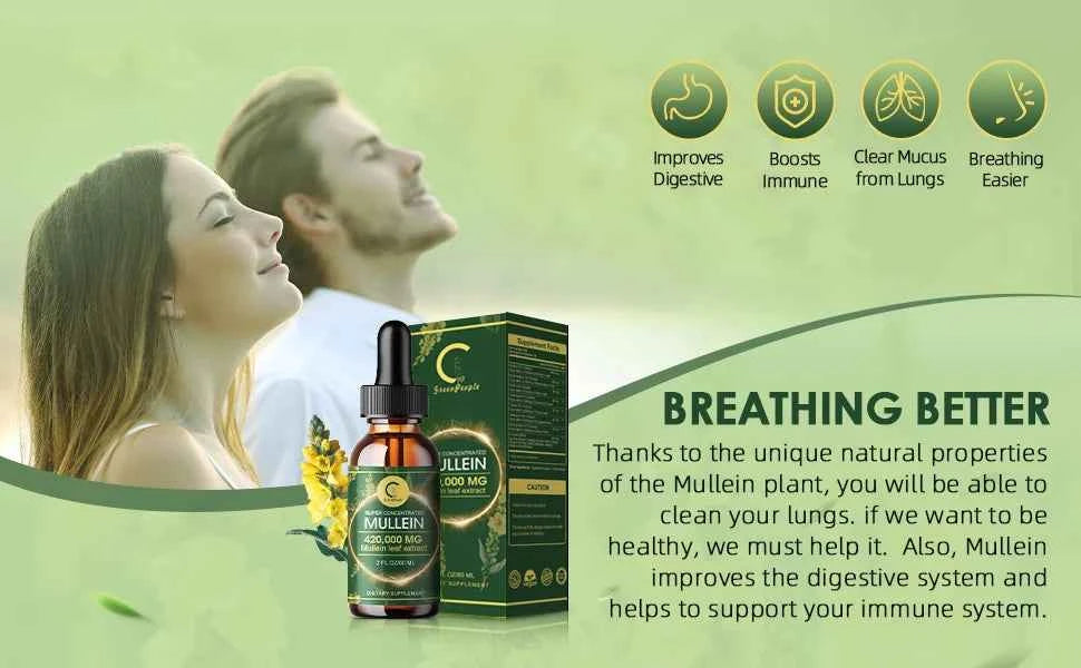 Mullein Drops For Lungs Mullein Leaf Extract Lung Detox And Cleanse Support