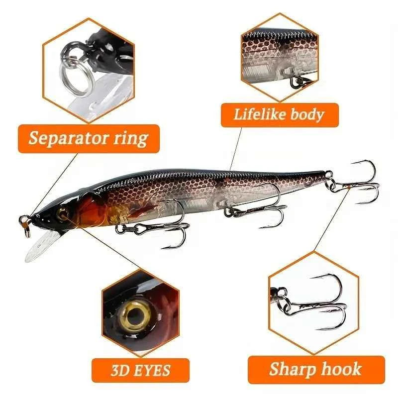 Minnow Fishing Lure Artificial Hard Bait 115mm 14g Trolling Pike Crankbait