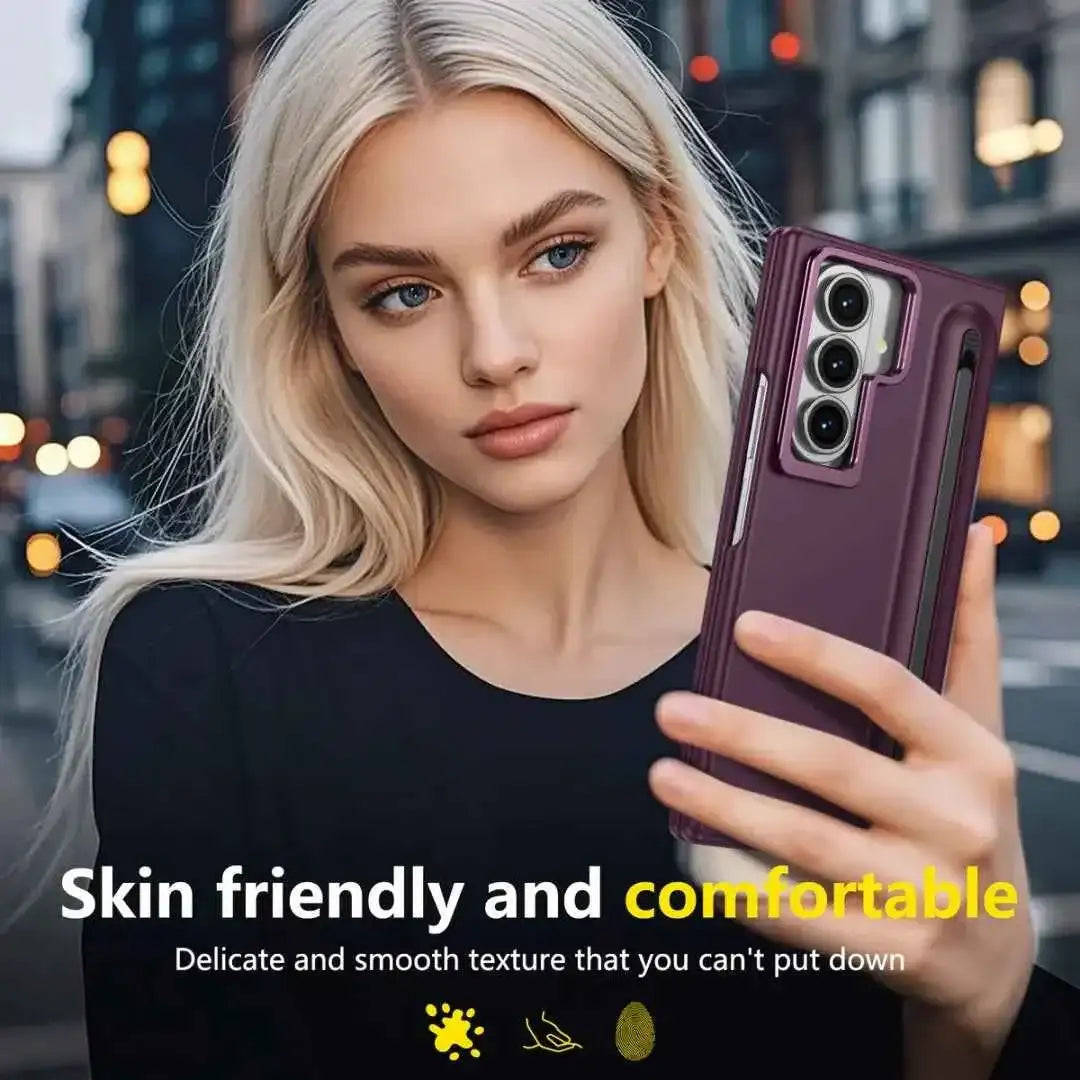Phone case with S Pen for Galaxy Fold6 Fold5 Built in Screen Protector Phone Cover with Foldable Kickstand Fold4 Fold3  Cover