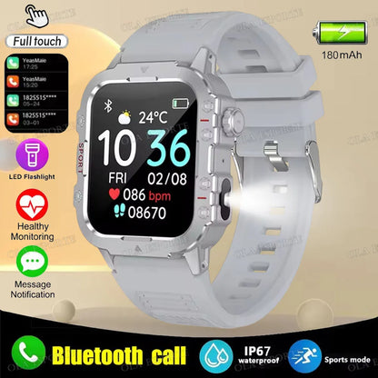 2025 New Military Smart Watch Men IP67 3ATM Outdoor Sports Fitness Tracker Health Monitoring 1.44 Inch Bluetooth Call Smartwatch