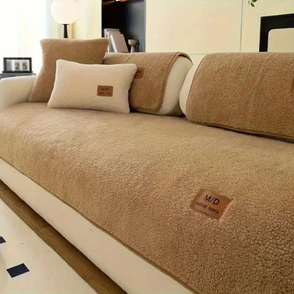Lamb Plush Sofa Cushion in Autumn and Winter Thickened Warm Seat Cushion with High-end Sense and Anti-slip