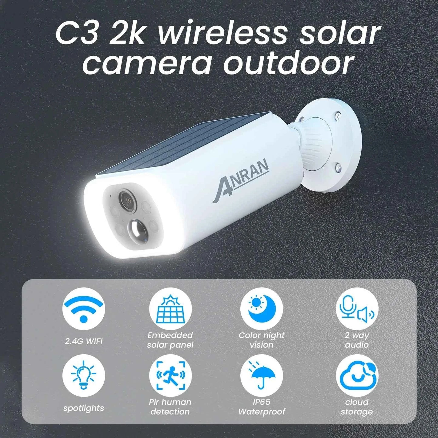 ANRAN 2 3 4 Pack Outdoor WiFi Solar Battery Camera Floodlight Night Vision Alarm