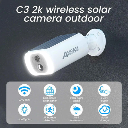 ANRAN 2 3 4 Pack Outdoor WiFi Solar Battery Camera Floodlight Night Vision Alarm