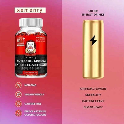 Korean Red Ginseng Supplement 120 Capsules for Energy and Stress Relief