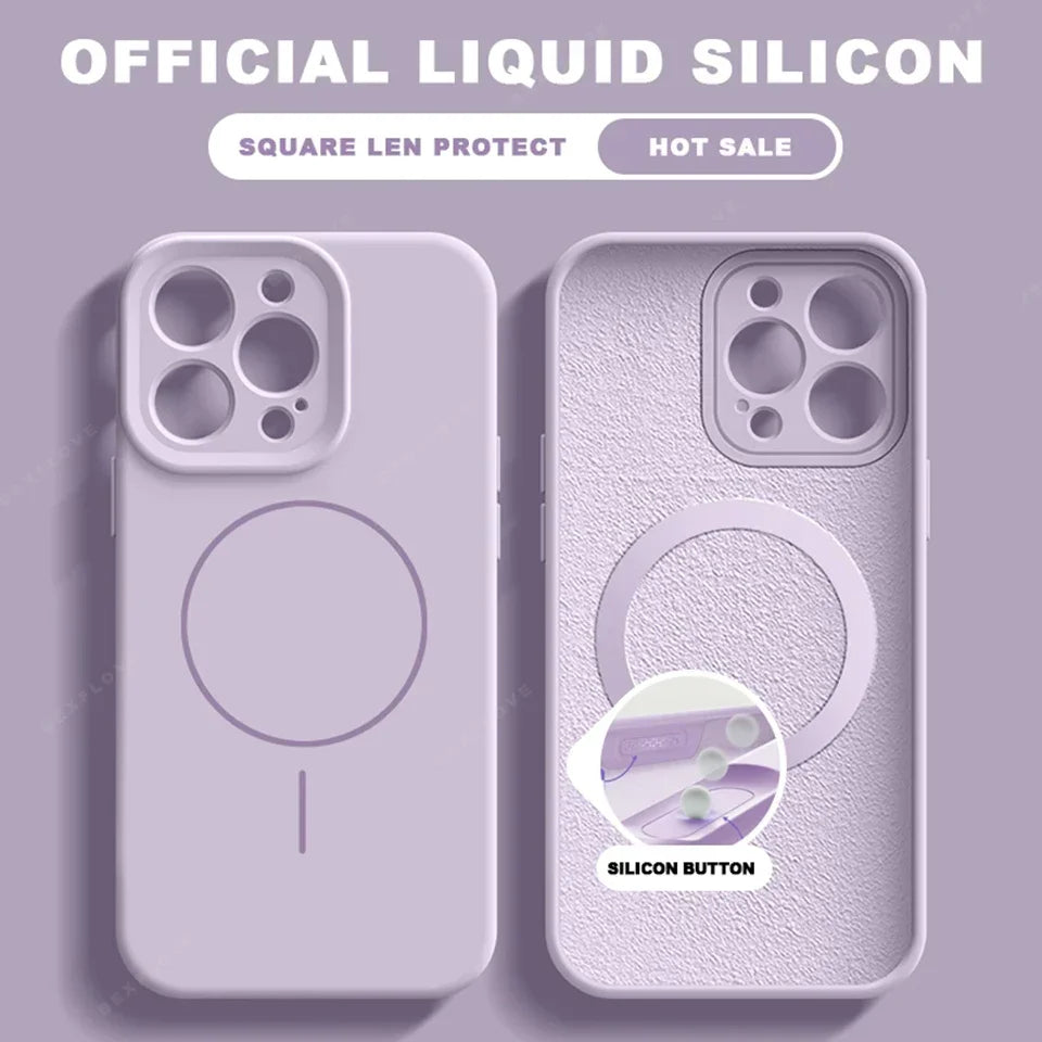 Luxury Liquid Silicone Magnetic Phone Case For iPhone 15 14 16 Plus 16E 11 12 13 16 Pro Max SE4 Magsafe Charge Protector Cover