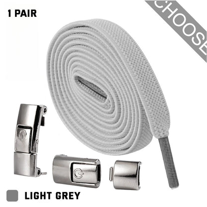 Press Lock Elastic Shoelaces 8mm Flat No Tie For Shoes Kids Adults