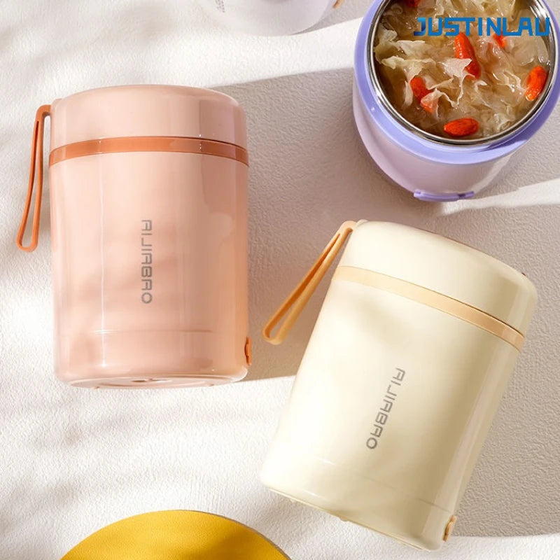 JUSTINLAU 600ML USB Electric Heating Lunch Box 304 Stainless Steel+PP Portable Food Warmer with Spoon for Working&camping Use