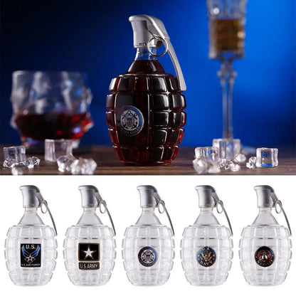 Military Hand Whiskey Bottle Grenade Engraved Liquor Bottle Sealed Whiskey Jar Storage Unique Gift For Men Bar Office Home