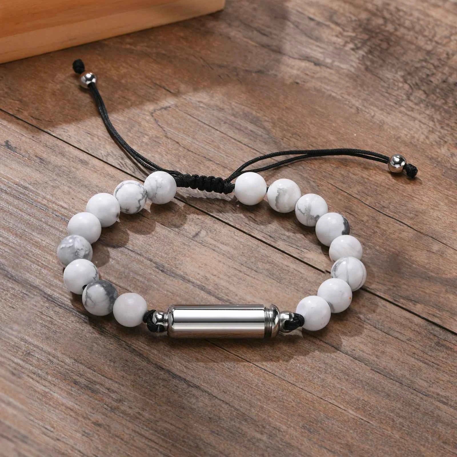 Mens Lava Stone Urn Bracelet for Ashes Cremation Keepsake Memorial Jewelry