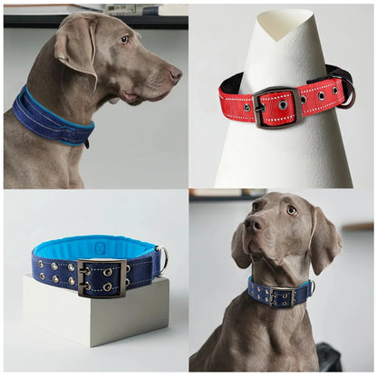 Durable Tactical Dog Collar for Medium to Large Dogs, Adjustable Heavy-Duty Nylon Webbing, Quick Release, Zinc Alloy Metal Buck