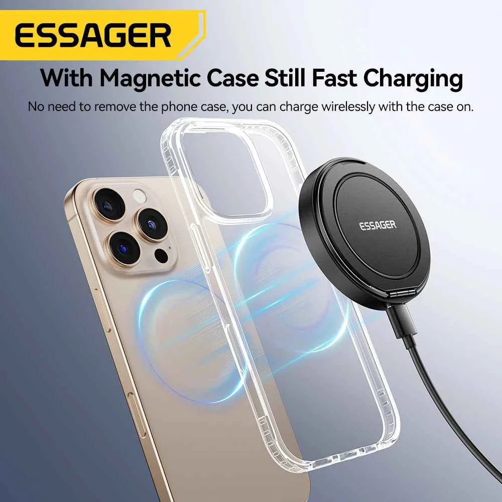 Essager Magnetic Wireless Charger With Holder 15W Fast Charge For iPhone 14 Pro