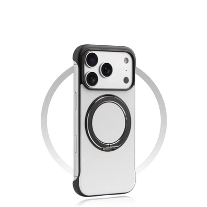 Borderless Leather Ring Holder Bracket Phone Case For iPhone 17 Air 16 15 14 13 12 11 Pro Max Plus Magnetic Magsafe Hard Cover