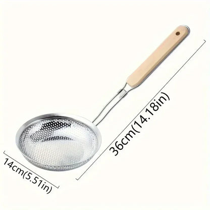 Stainless Steel Skimmer Handheld Wooden Handle Fried Food in The Kitchen Filter Strainer Multifunctional Kitchen Accessories