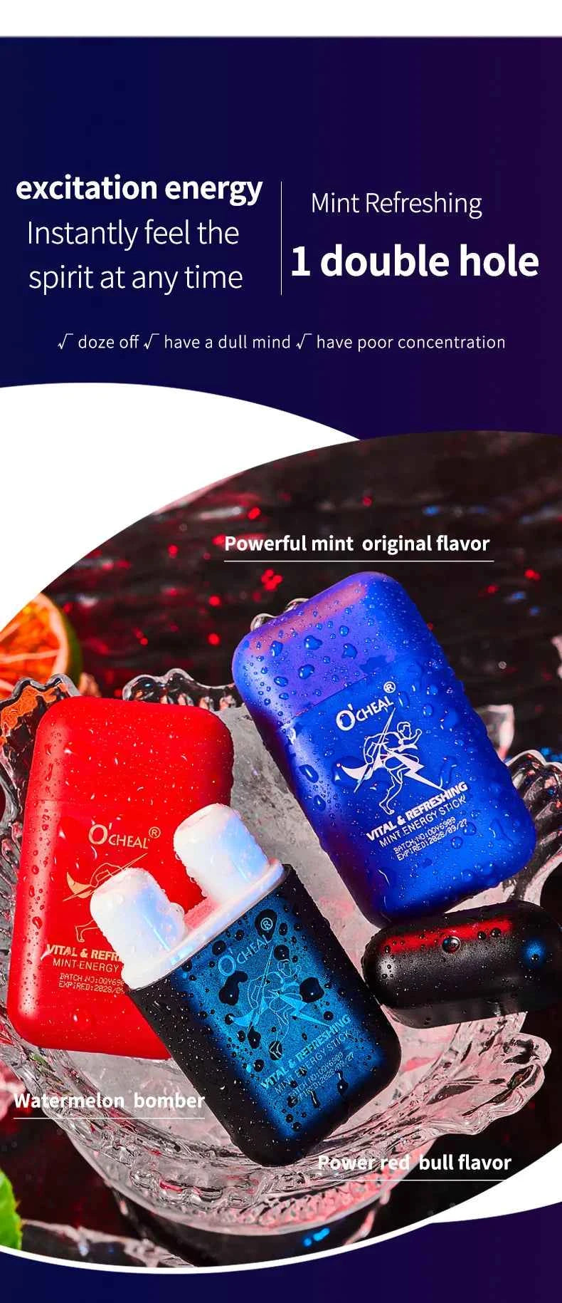 O'CHEAL Alcohol Free Energizing Aromatherapy Inhaler Bar Vapors Stick
