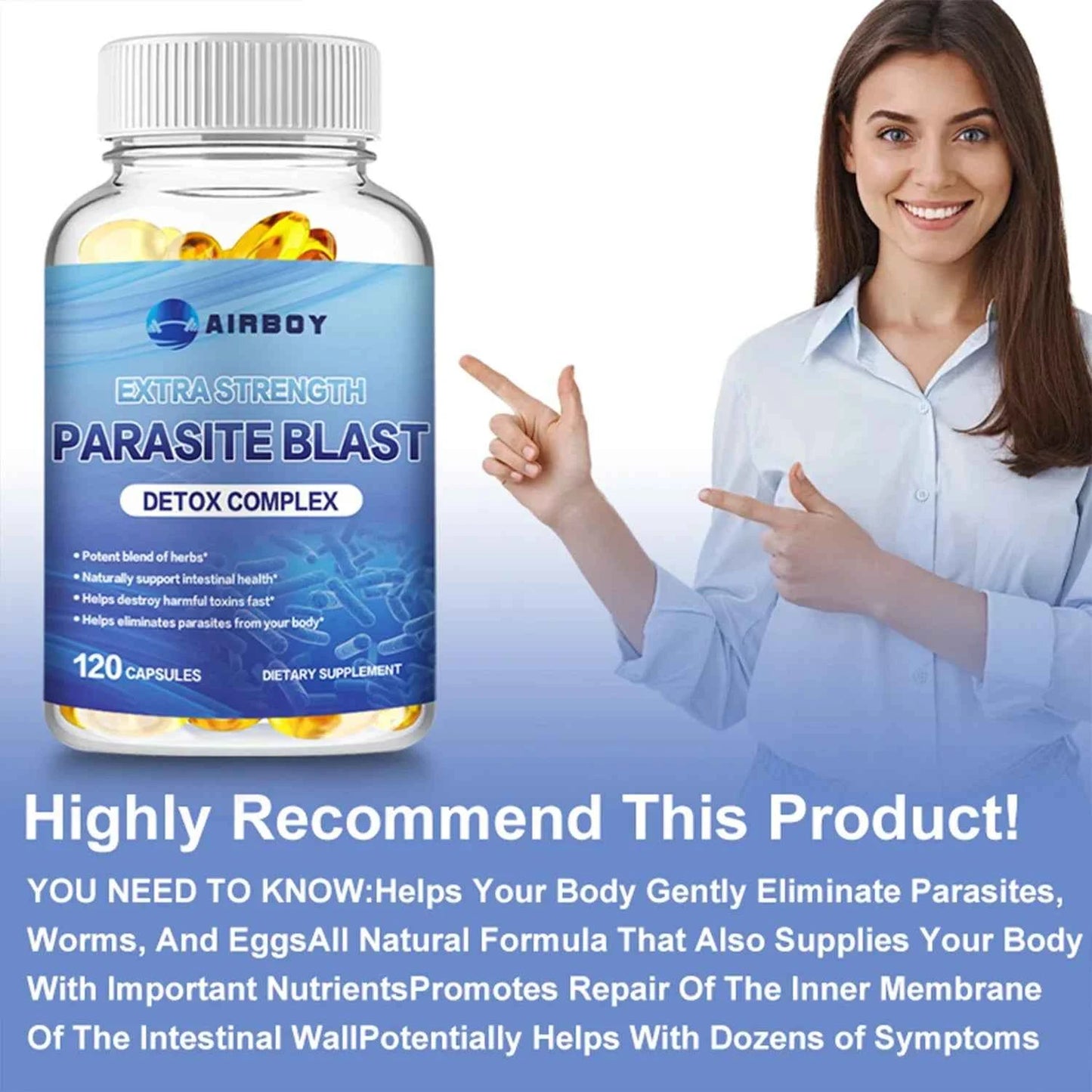Parasite Blast Cranberry Garlic Extract Black Walnut Hull Wormwood 120 Capsules