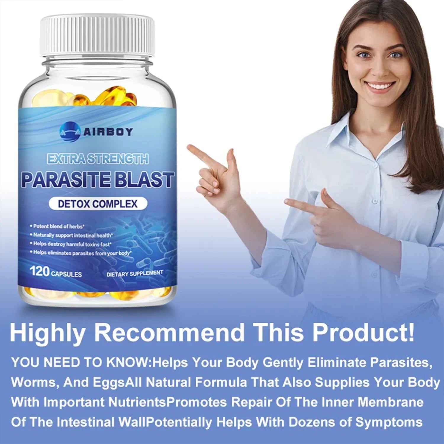 Parasite Blast Cranberry Garlic Extract Black Walnut Hull Wormwood 120 Capsules