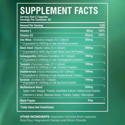 Pslalae Sea Moss Supplement Thyroid Support Immunity Detox Anti Aging Beauty