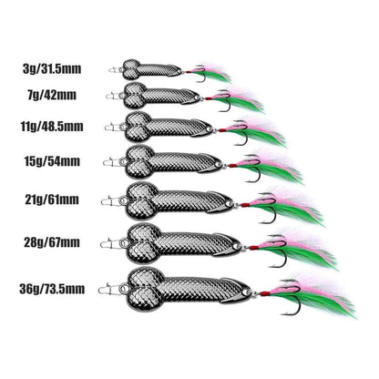 Metal Penis Spoon Lure 3g 7g 11g 15g 21g Vibrating Hard Bait Sequin Fishing Lure