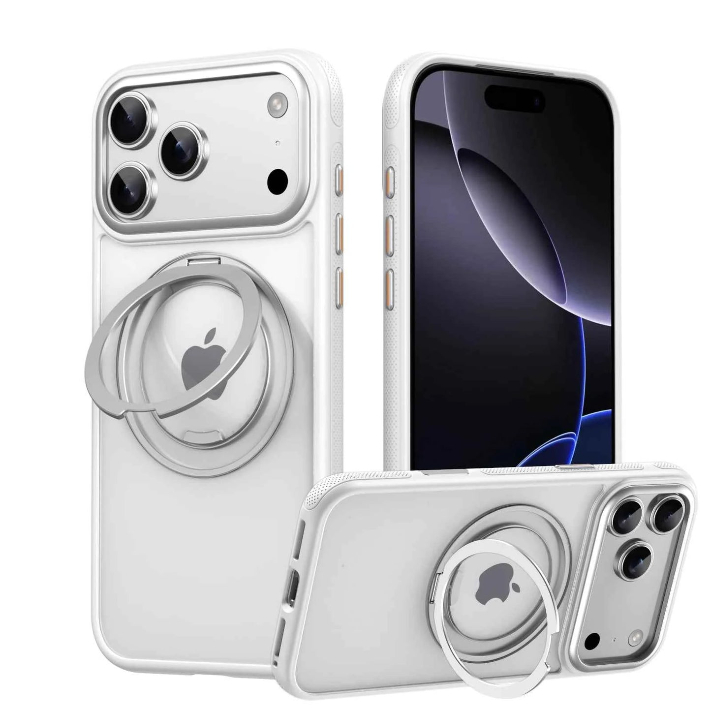 Transparent Magnetic Case for iPhone 17 Air 16 Plus 15 14 13 17 Pro Max 16e 360° Rotating Ring Holder Kickstand Cover LMD003