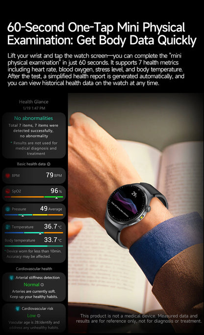 2026 New upgrade Health Check Smart Watch ECG Blood Lipid Uric Acid Body Fat BP Sport Waterproof HD Call Smart Watch Man Women